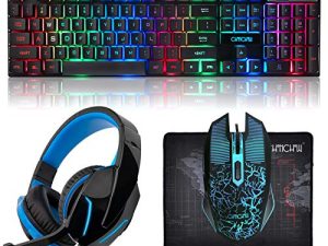 Gaming LED Keyboard Mouse Headset and Mousepad Bundle