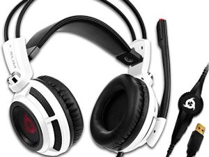 Klim Puma - USB Gamer Headset with Mic - 7.1 Surround Sound Audio - Integrated Vibrations - Perfect for PC and PS4 Gaming - New 2022 Version - White