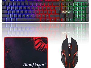 BlueFinger RGB Gaming Keyboard and Backlit Mouse Combo