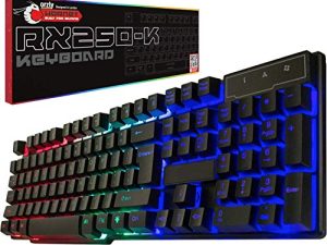 Orzly Gaming Keyboard RGB USB Wired Rainbow Keyboards Designed for PC Gamers