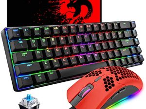 60% Mechanical Gaming Keyboard Blue Switch Mini 68 Keys Wired Type C Chroma RGB 18 Backlit Effects