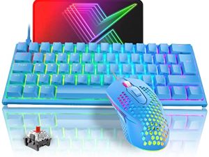 60% Mechanical Keyboard and Honeycomb Mouse Combo Wired All 62-Key Anti-ghosting RGB Backlit Gaming Keyboard