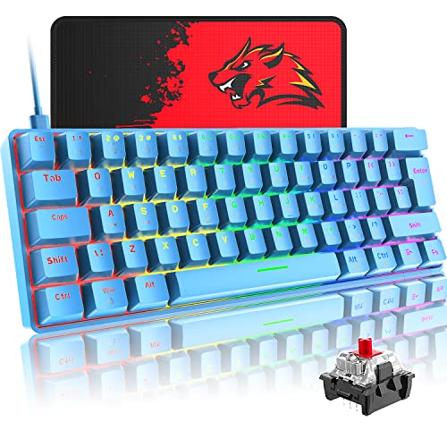 60% Mechanical Gaming Keyboard Compact Type C Wired 62 Keys LED Backlit USB Waterproof Keyboard 22 Chroma RGB Backlight Full Anti-ghosting Keys Compatible with PS4/PS5/Xbox/PC (Blue/red Switch) 60% Mechanical Gaming Keyboard Compact Type C Wired 62 Keys LED Backlit USB Waterproof Keyboard 22 Chroma RGB Backlight Full Anti-ghosting Keys Compatible with PS4/PS5/Xbox/PC (Blue/red Switch)
