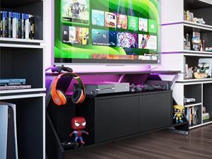 NTense Xtreme Gaming Console & TV Stand with LED Light Kit for TVs up to 65"