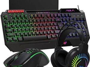 AULA Gaming Keyboard Mouse Headset and Mousepad Combo