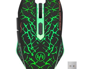VEGCOO C12 Rechargeable Wireless Gaming Mouse Mice Silent Click Cordless Mouse 7 Smart Buttons PC Gaming Mouse Mice Advanced Technology with 2.4GHZ Up to 2400DPI (Green Mouse)